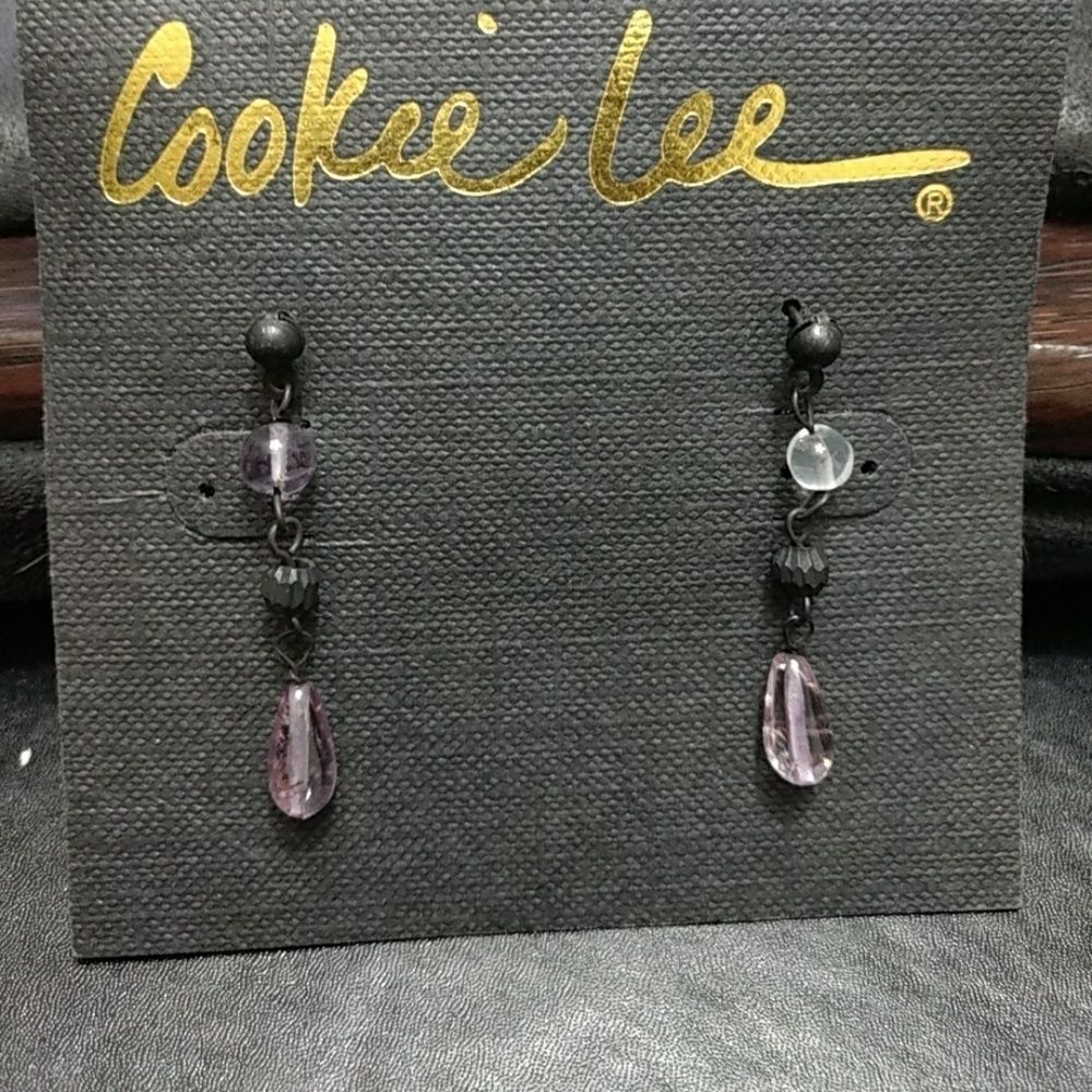 Cookie Lee purple dangling earrings